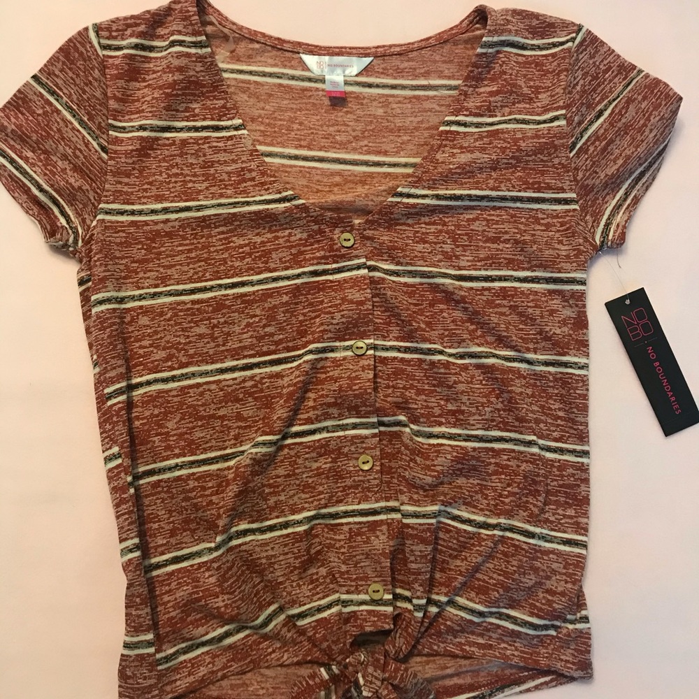 Red Striped Button Blouse